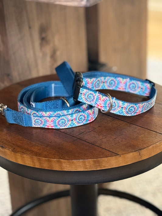 Tie Dye Firework Leash and Collar Bundle