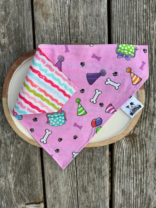 Pink Birthday Balloons and Bones Bandana