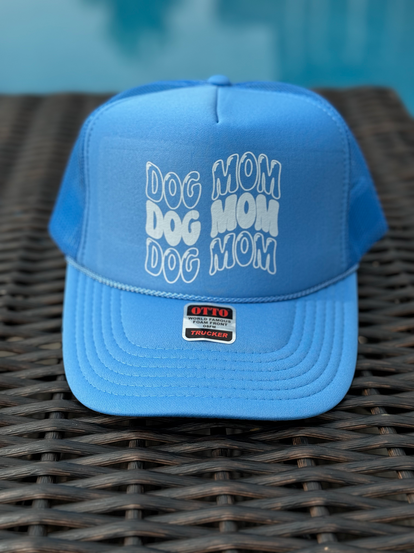 Dog Mom Light Blue Trucker Hat