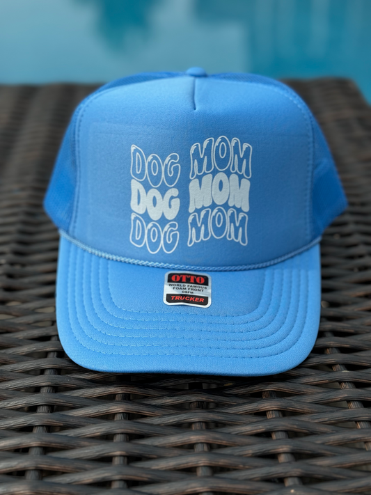 Dog Mom Light Blue Trucker Hat