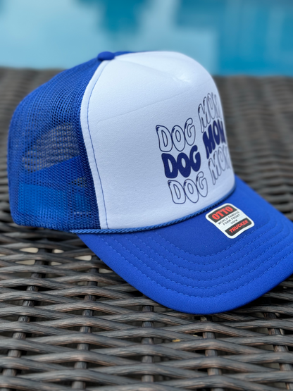 Dog Mom Blue and White Trucker Hat