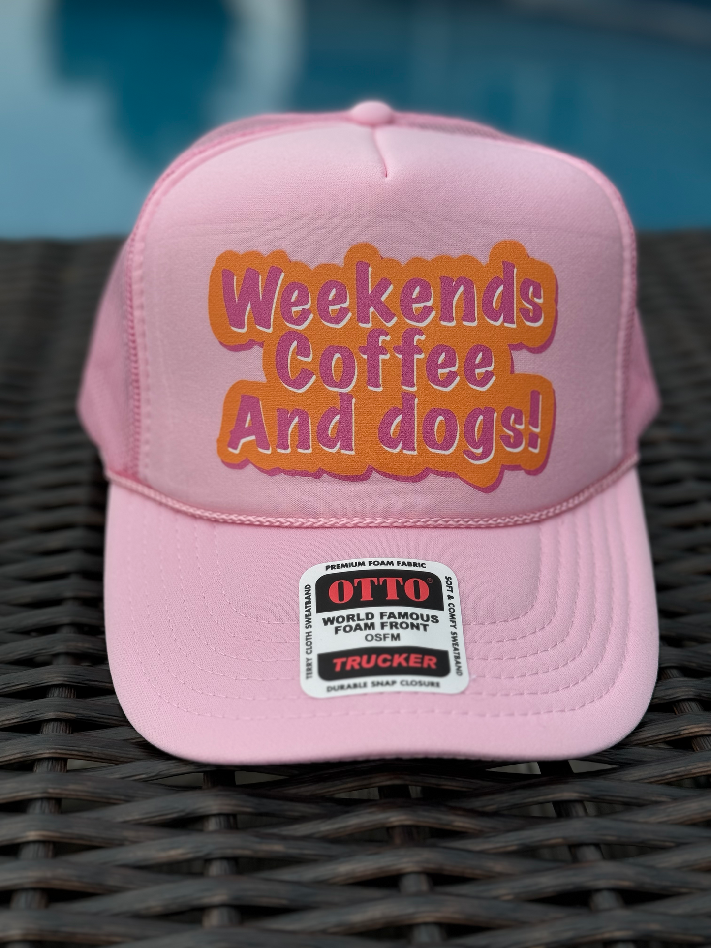 Weekends Coffee Dogs Pink Truck Hat