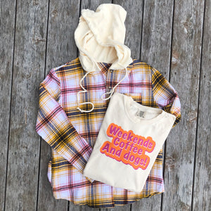 Pink and Yellow Flannel Hoodie