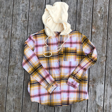Pink and Yellow Flannel Hoodie
