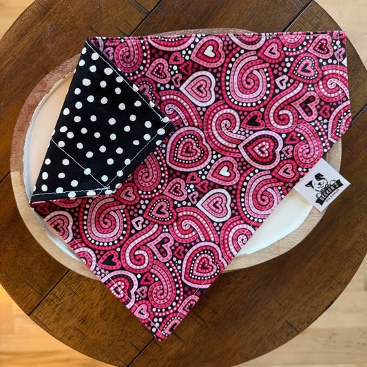 Paisley Hearts and White Dots Bandana