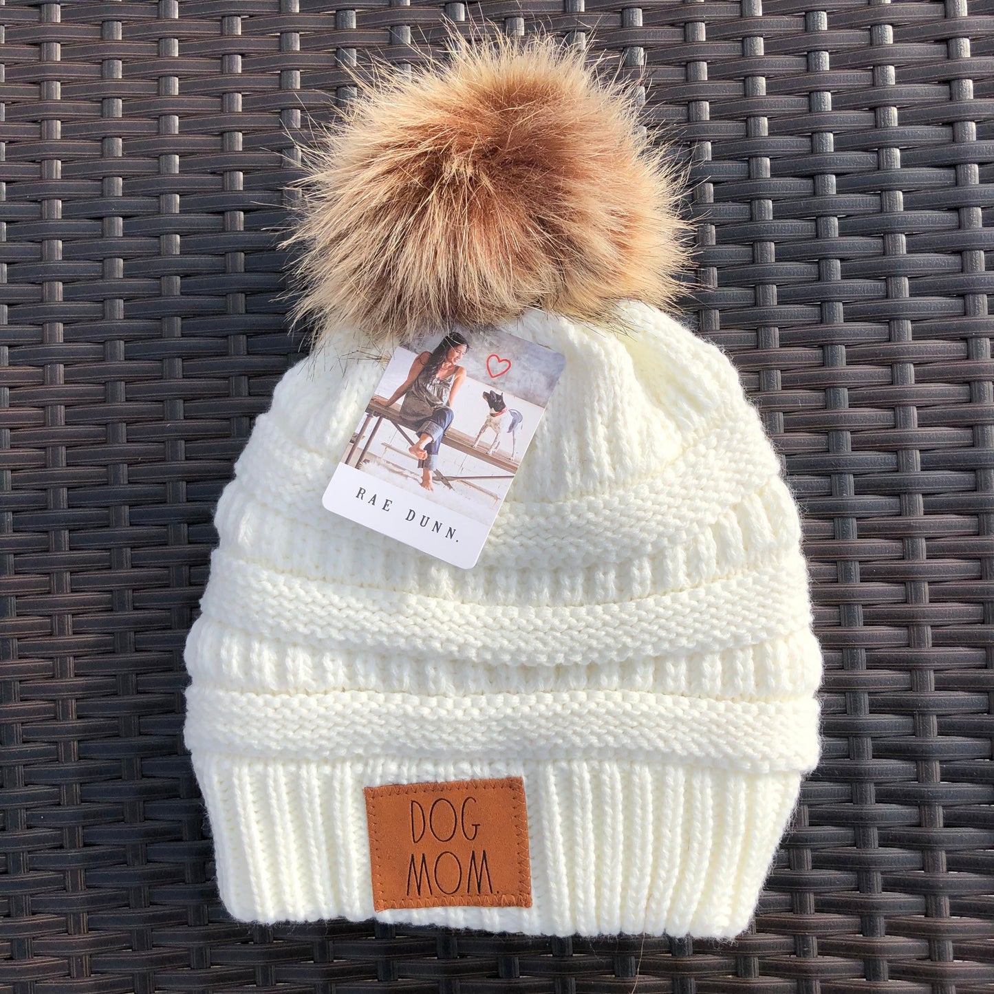 Dog Mom Beanie - Cream