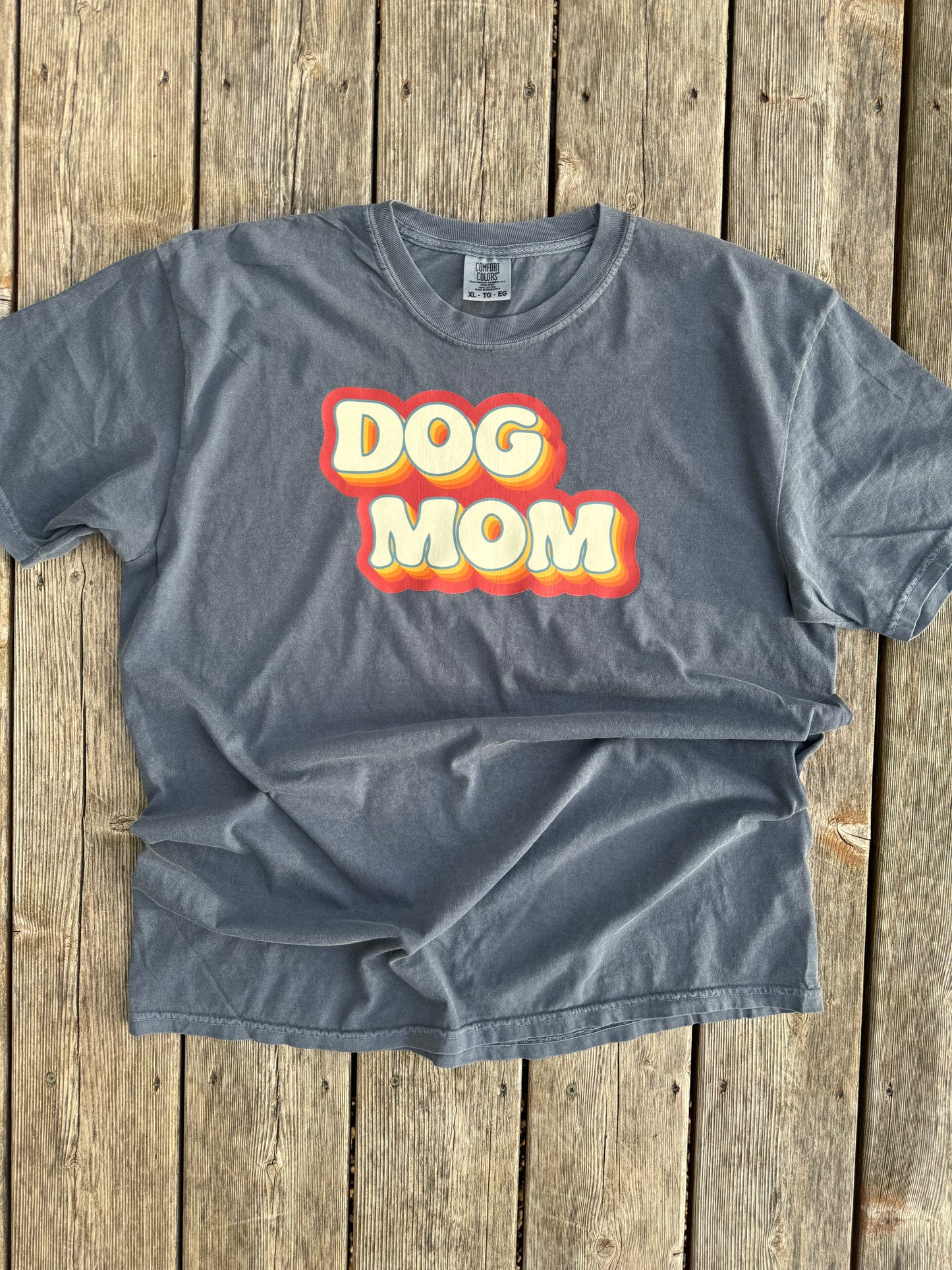 Navy Retro Dog Mom T-Shirt