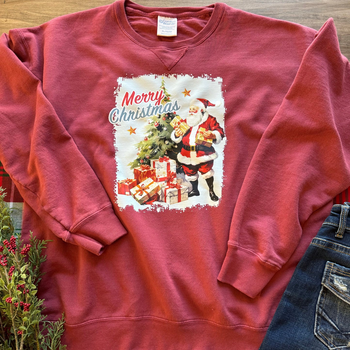 Merry Christmas Santa Claus Crewneck (Red)