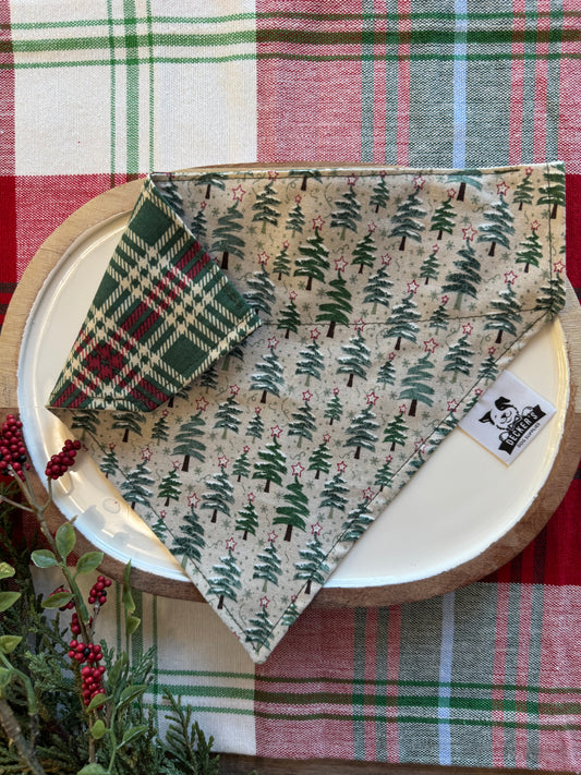 Trees and Green and Red plaid Bandana