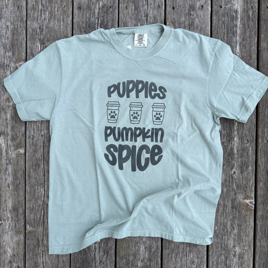 Puppies and Pumpkin Spice T-Shirt (Green)