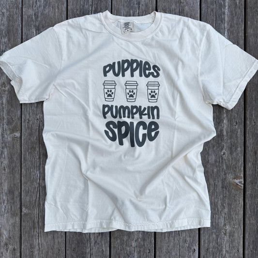 Puppies and Pumpkin Spice T-Shirt (Cream)