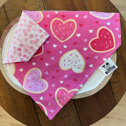 Sugar Cookie Hearts and Pink Dots Bandana