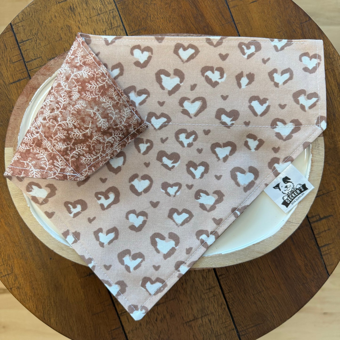 Brown Hearts and Brown Field Flowers Bandana