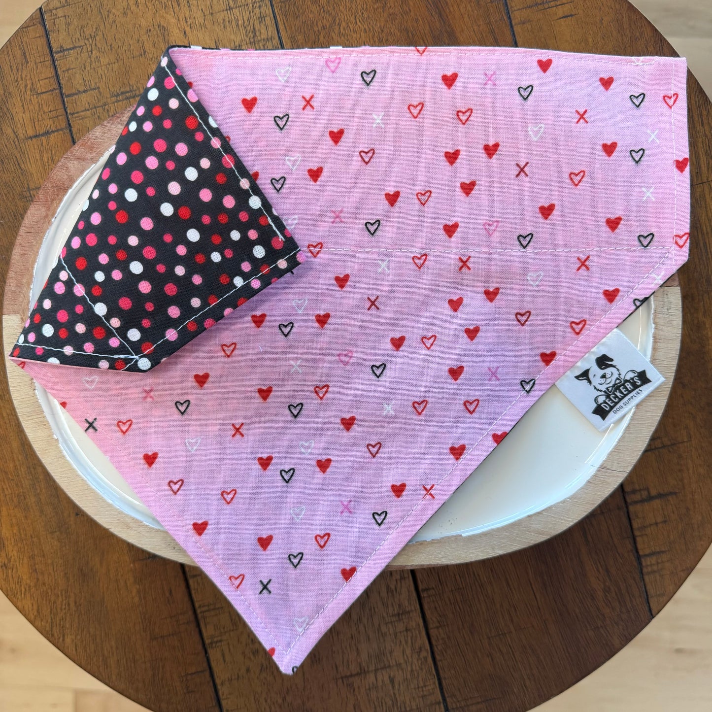 Small Hearts on Pink and Valentine colored Dots Bandana