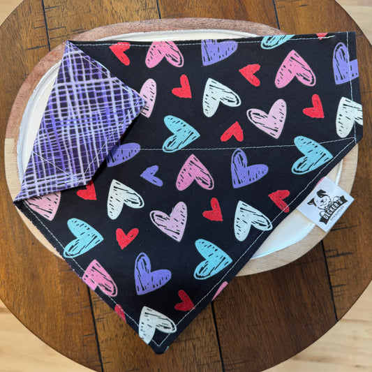 Assorted Hearts and Purple Lines Bandana