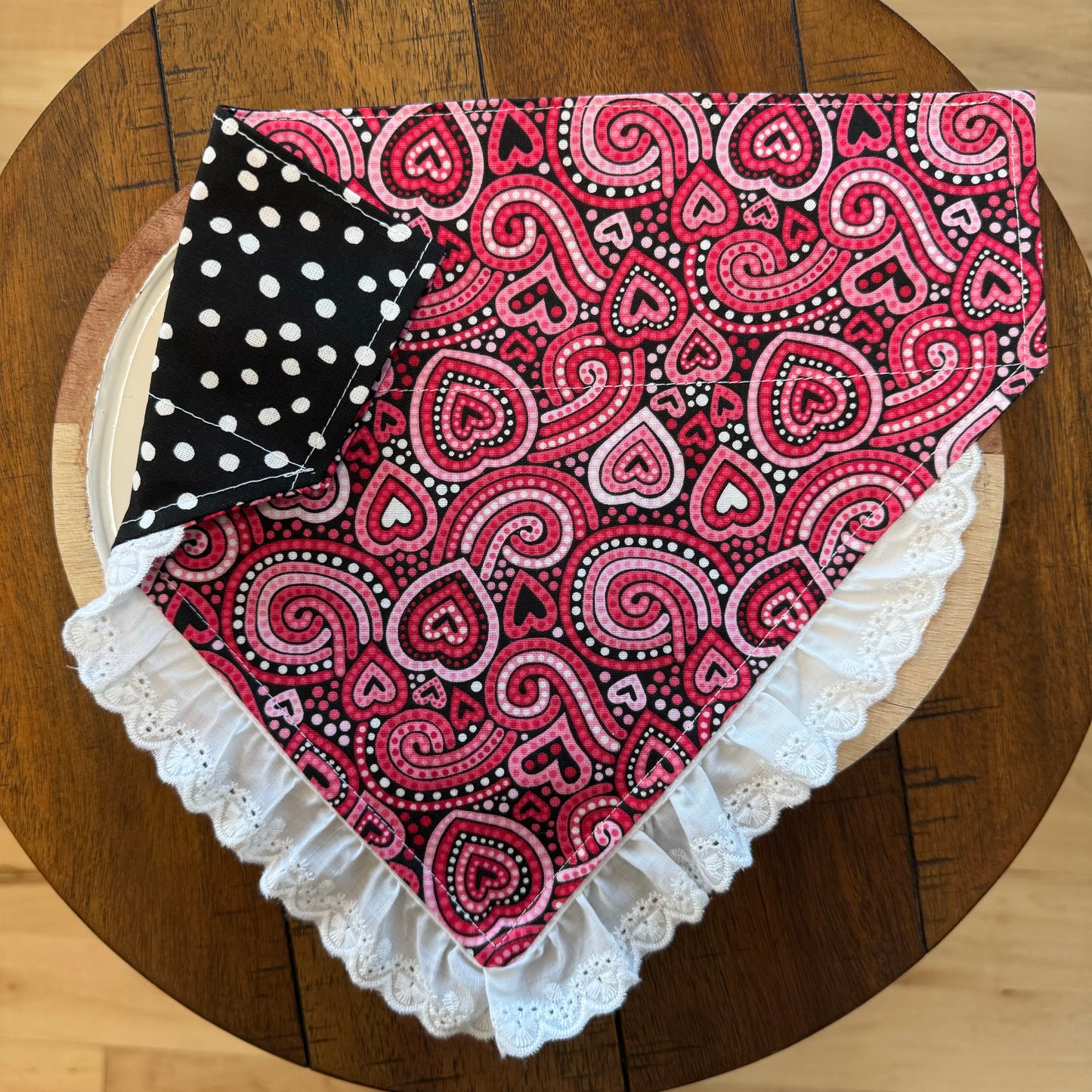 Paisley Hearts and White Dots Bandana