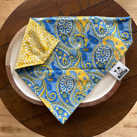 Blue and Yellow Paisley Bandana