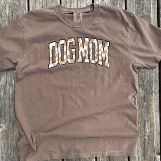 Dog Mom Checkered Brown