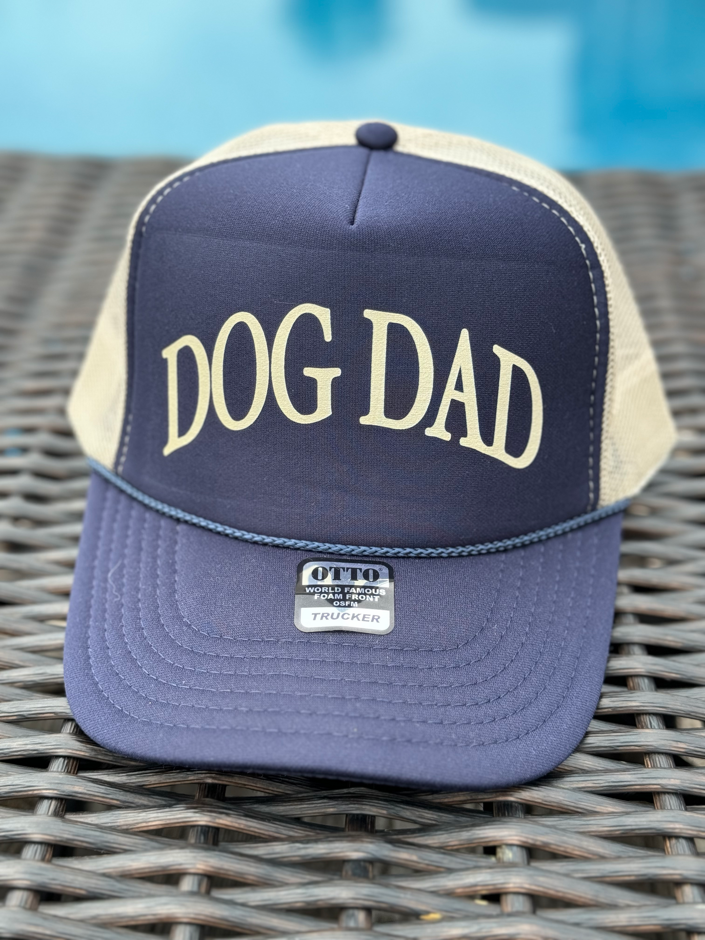 Dog Dad Alum Navy and Tan Trucker Hat