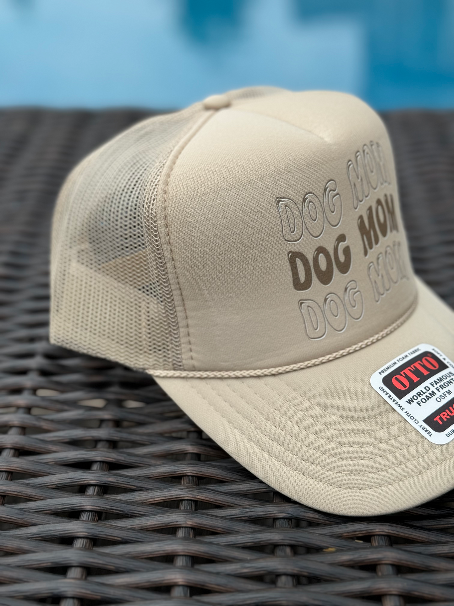 Dog Mom Tan Trucker Hat