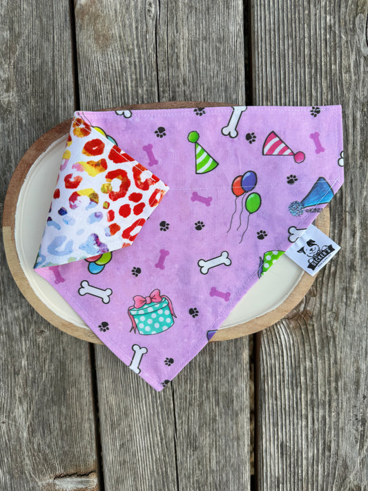 Purple Birthday Balloons and Bones Bandana