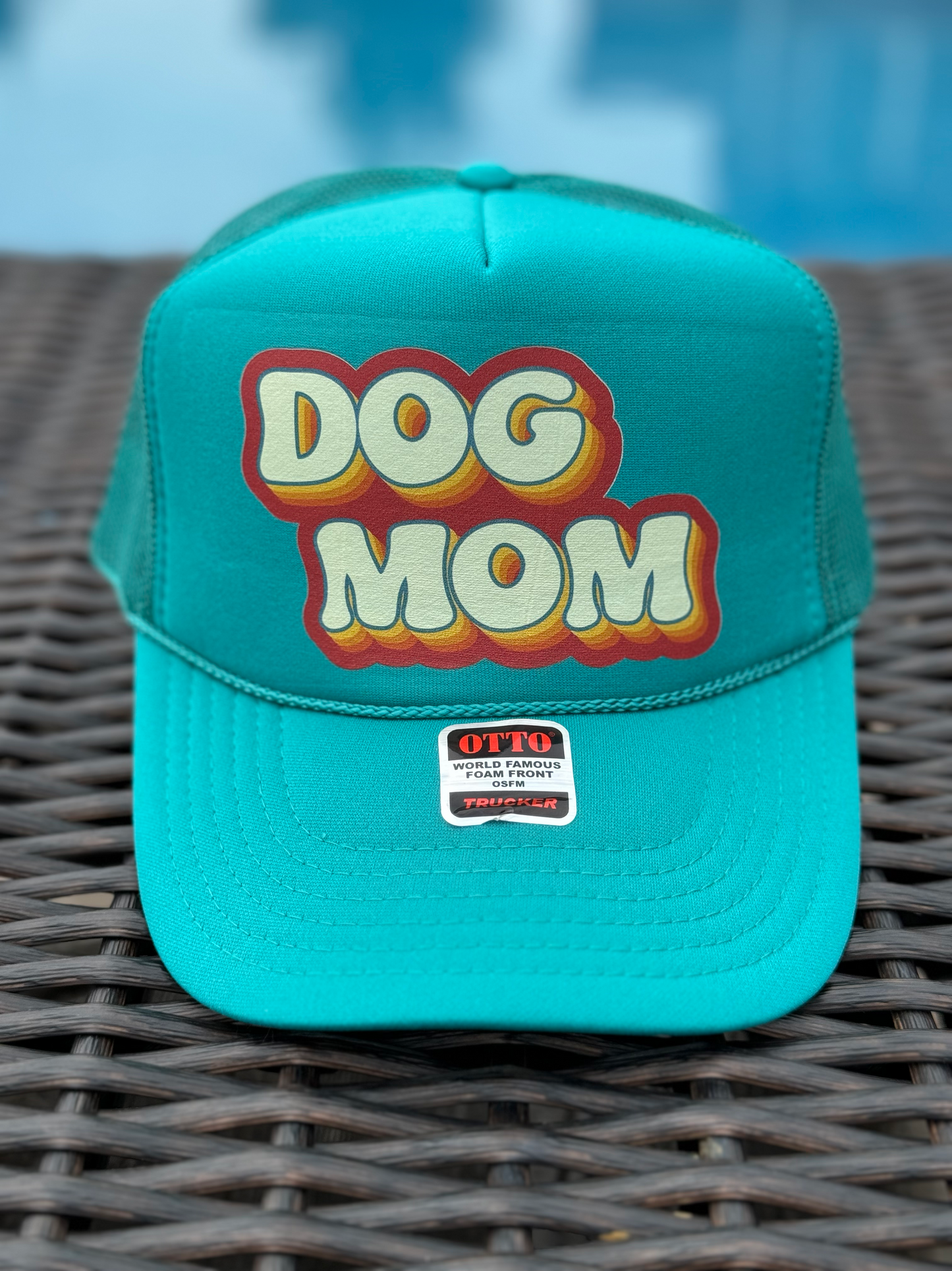 Retro Dog Mom Teal Truck Hat