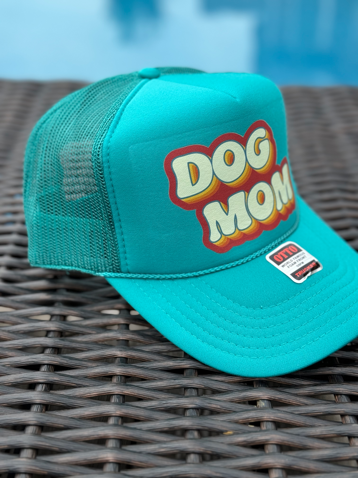 Retro Dog Mom Teal Truck Hat