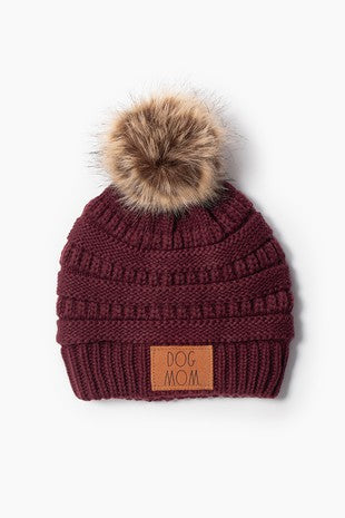 Dog Mom Beanie - Burgundy