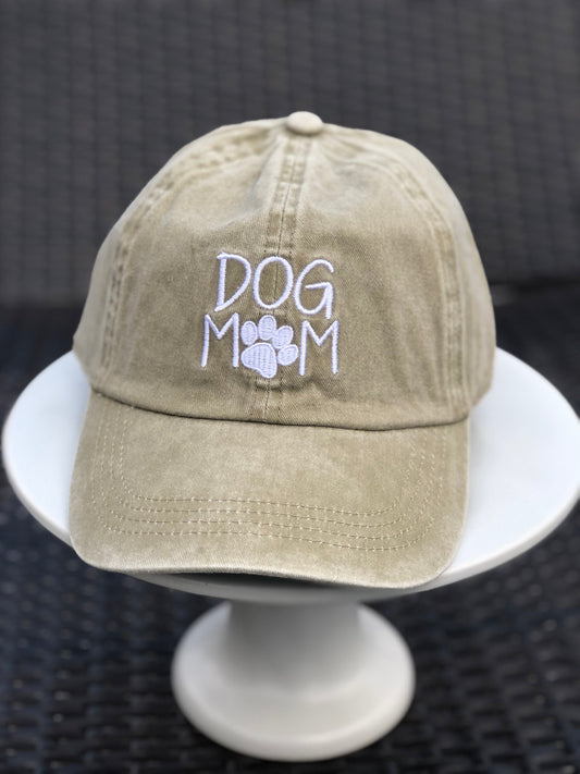 Khaki Dog Mom Paw Baseball Hat