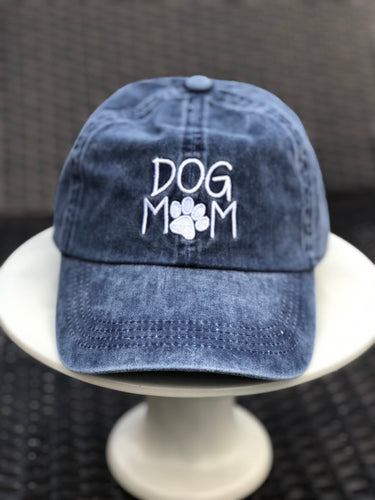 Dark Blue Dog Mom Paw Baseball Hat